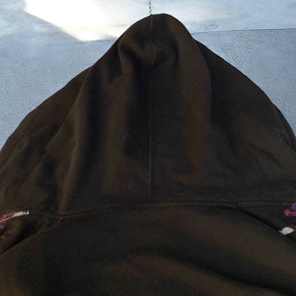 VINTAGE Black Billabong Full Zip Hoodie  Hand painted Center Design, size Medium - Picture 9 of 12